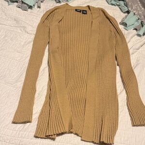 Massimo Tan Ribbed Open Cardigan
